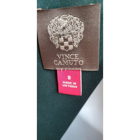 Vince Camuto Hunter Green Women's V Sheer Fitted Women's Dress Size 8 - Picture 3 of 4